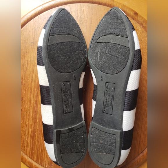 Christian Siriano, size 6, black/white horizontal stripe, pointed toe flats - Picture 3 of 3